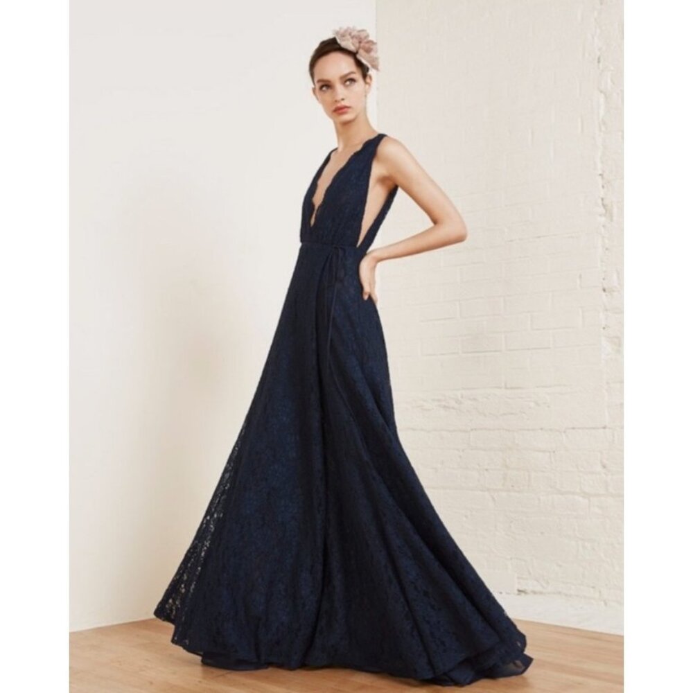 Reformation Navy Lace Maxi Dress